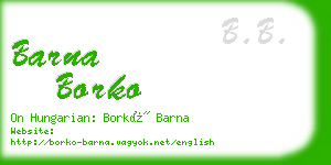 barna borko business card